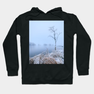 Calm lake landscape at winter Hoodie
